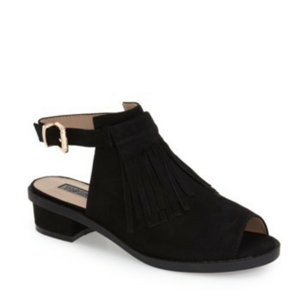 TOPSHOP Blinder Fringe Slingback Sandal Size 8